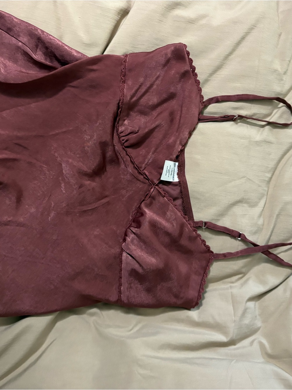 Silky Satin Wine Strappy Slip Tank